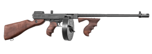 Thompson T150D 1927A-1 Deluxe 45 ACP Caliber with 16.50" Barrel  20+1 Capacity (Stick)  50+1 Capacity (Drum)  Blued Metal Finish  American Walnut Stock Wood Grip Right Hand