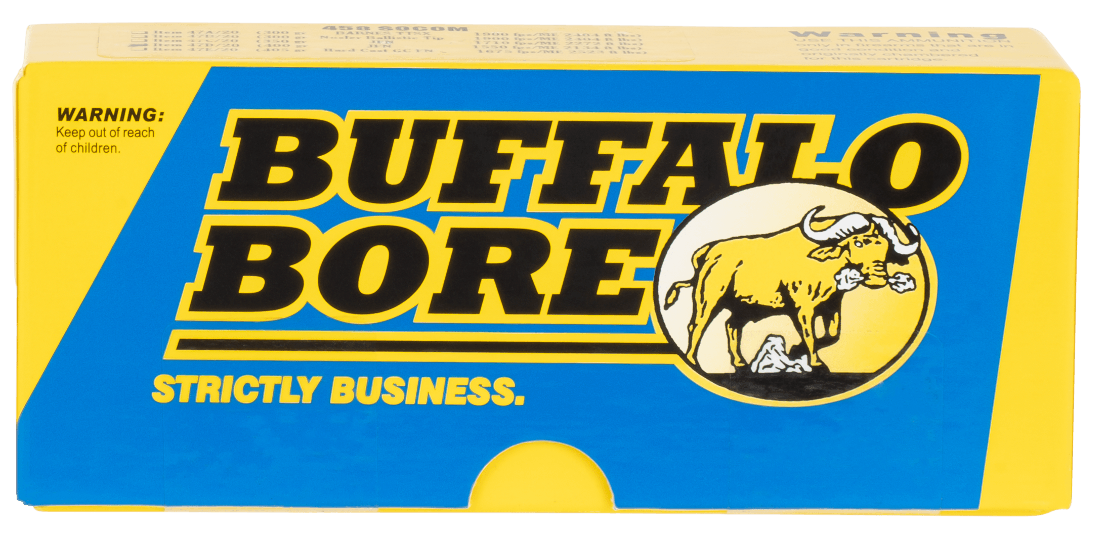 Buffalo Bore Ammunition 47D20 Hunting & Sniping Strictly Business 458SOCOM 400gr Semi Jacketed Flat Point 20rd Box/12 Case
