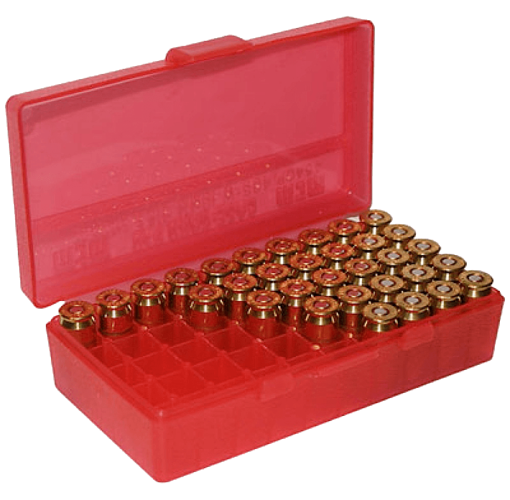 MTM Case-Gard P503829 Case-Gard P-50 Multi-Caliber Handgun Clear Red Polypropylene 50rd