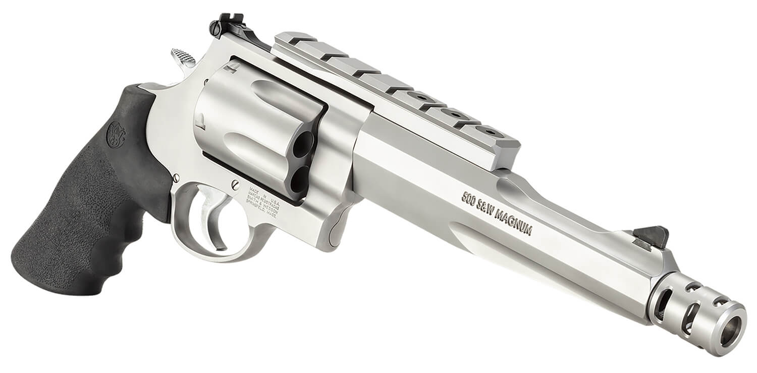 Smith & Wesson 170299 Model 500 Performance Center 500 S&W Mag Stainless Steel 7.50" Barrel With Muzzle Brake & 5rd Cylinder Matte Stainless Steel X-Frame Chromed Hammer & Trigger With Stop - Image 3