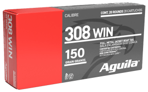 Aguila 1E308110 Target & Range Rifle 308Win 150gr Full Metal Jacket Boat Tail 20rd Box