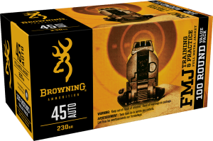 Browning Ammo B191800454 FMJ Value Pack 45ACP 230gr Full Metal Jacket 100rd Box/5 Case