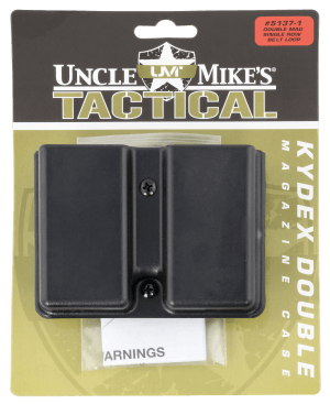 Uncle Mike's 51371 Kydex Double Mag Case Black Kydek Belt Clip Mount Fits Belts Up To 1.75" Compatible With Single Stack Magazines
