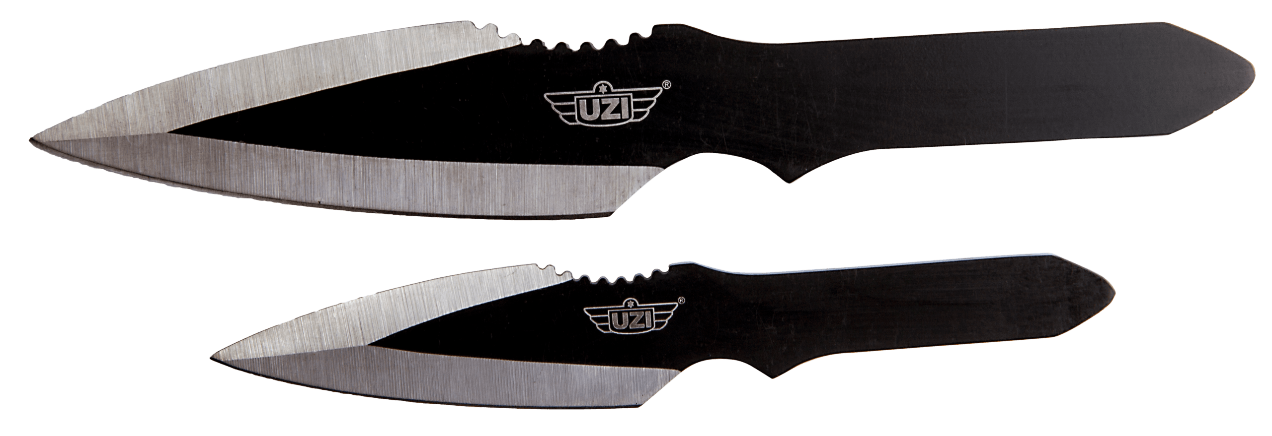 Uzi Accessories UZKTRW002 Throwing Knives Fixed Spear Point Plain Black Stainless Steel Blade Black Stainless Steel Handle Includes