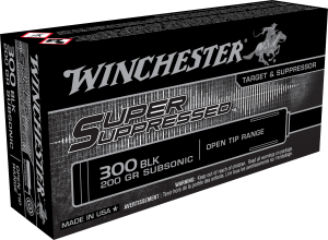 Winchester Ammo SUP300BLK Super Suppressed 300 Blackout 200 gr Open Tip Range 20rd Box
