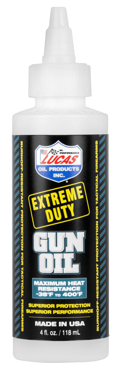 Lucas Oil 10877 Extreme Duty Gun Oil Against Heat Friction Wear 4 oz Squeeze Bottle