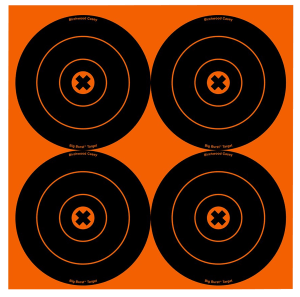 Birchwood Casey 36612 Big Burst Revealing Target Self-Adhesive Paper Black/Orange 6" Bullseye 12 PK