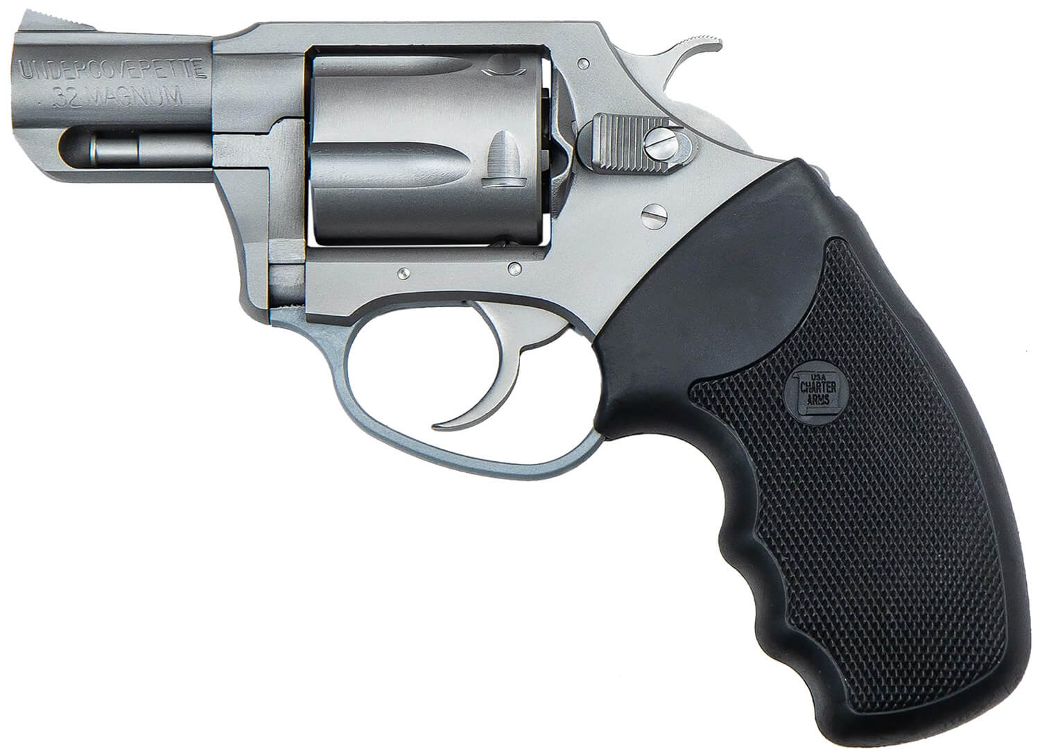 Charter Arms 73220 Undercoverette Small 32 H&R Mag 6 Shot 2" Matte Stainless Steel Barrel & Cylinder Matte Stainless Aluminum Frame w/Black Finger Grooved Rubber Grip Exposed Hammer - Image 2