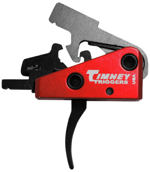 Timney Triggers 662S Targa Short Trigger Two-Stage Curved Trigger with 2 lbs Draw Weight & Black/Red Finish for AR-Platform