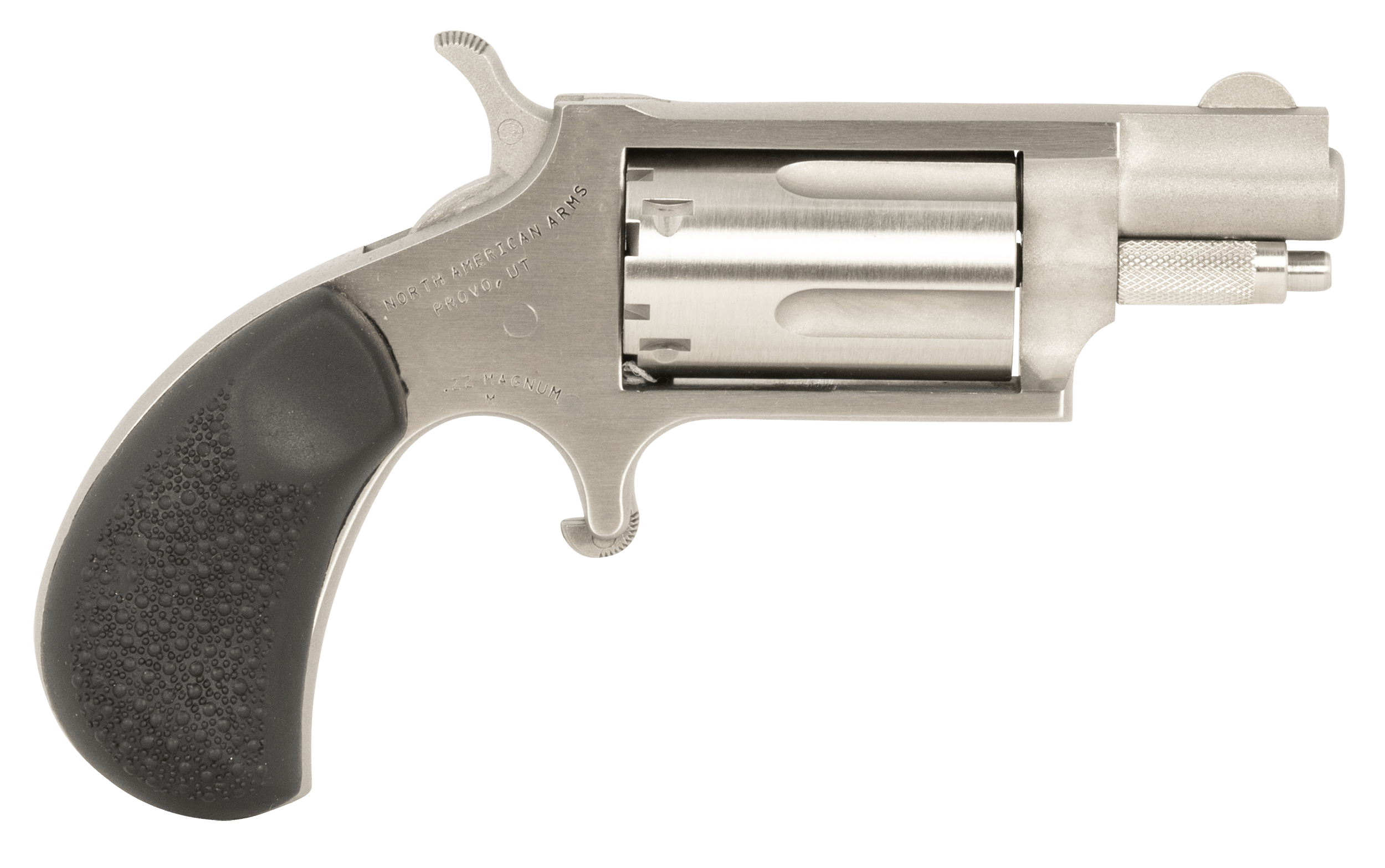 North American Arms 22MSGRCHSS Mini-Revolver Carry Combo 22 WMR 5 Shot 1.13" Barrel Stainless Steel Barrel/Cylinder/Frame Black Rubber Grip Includes Exclusive Holster Package