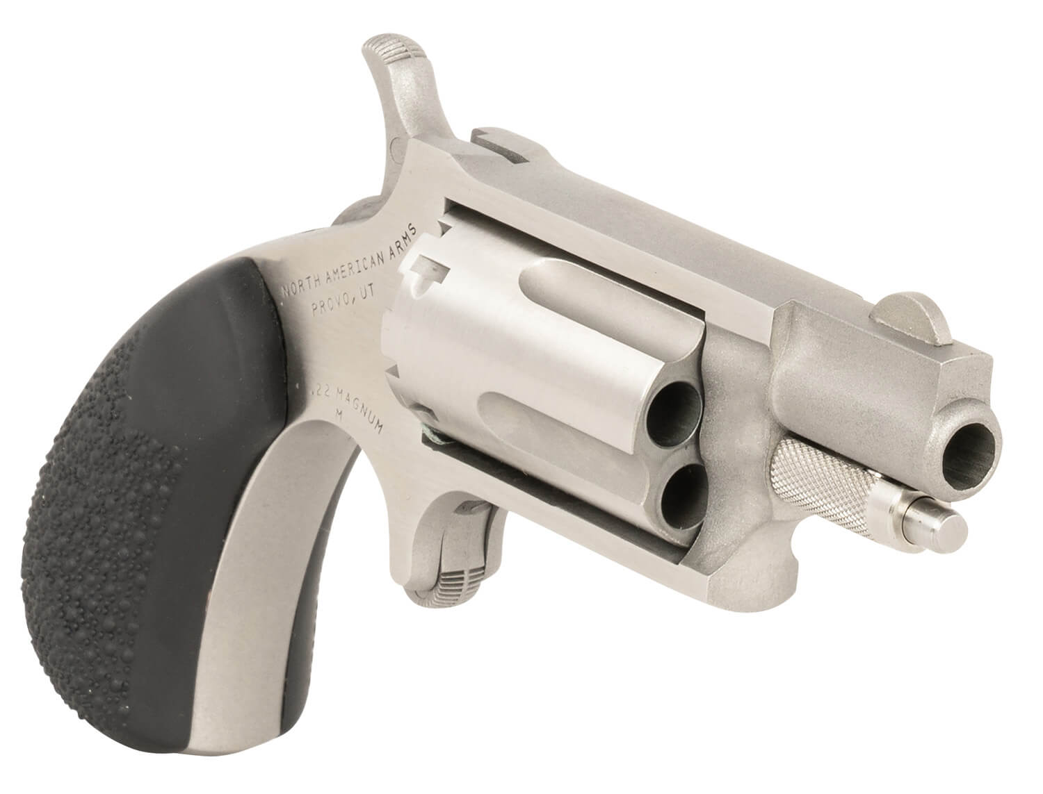 North American Arms 22MSGRCHSS Mini-Revolver Carry Combo 22 WMR 5 Shot 1.13" Barrel Stainless Steel Barrel/Cylinder/Frame Black Rubber Grip Includes Exclusive Holster Package - Image 3