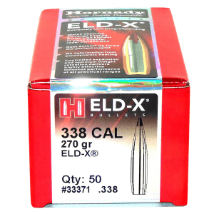 Hornady 33371 ELD-X 338 Cal .338 270 gr Extremely Low Drag eXpanding 50rd Box/ 15 Case