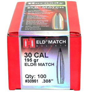Hornady 30951 ELD Match  30 Cal .308 195 gr Extremely Low Drag Match 100rd Box/ 15 Case