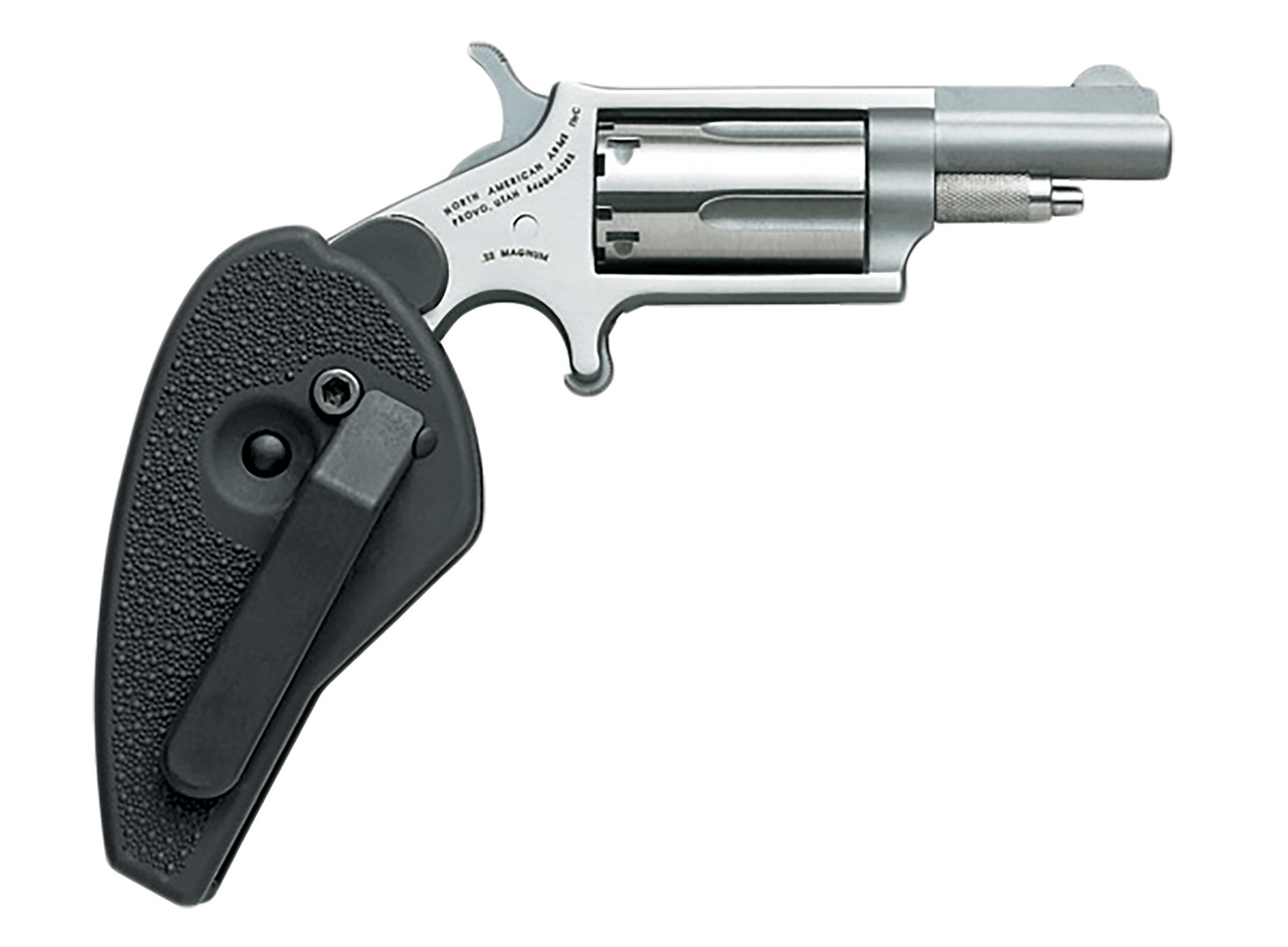 North American Arms 22MHG Mini-Revolver 22 WMR 5 rd 1.63" Barrel Overall Stainless Steel Finish Black Synthetic Holster Grip
