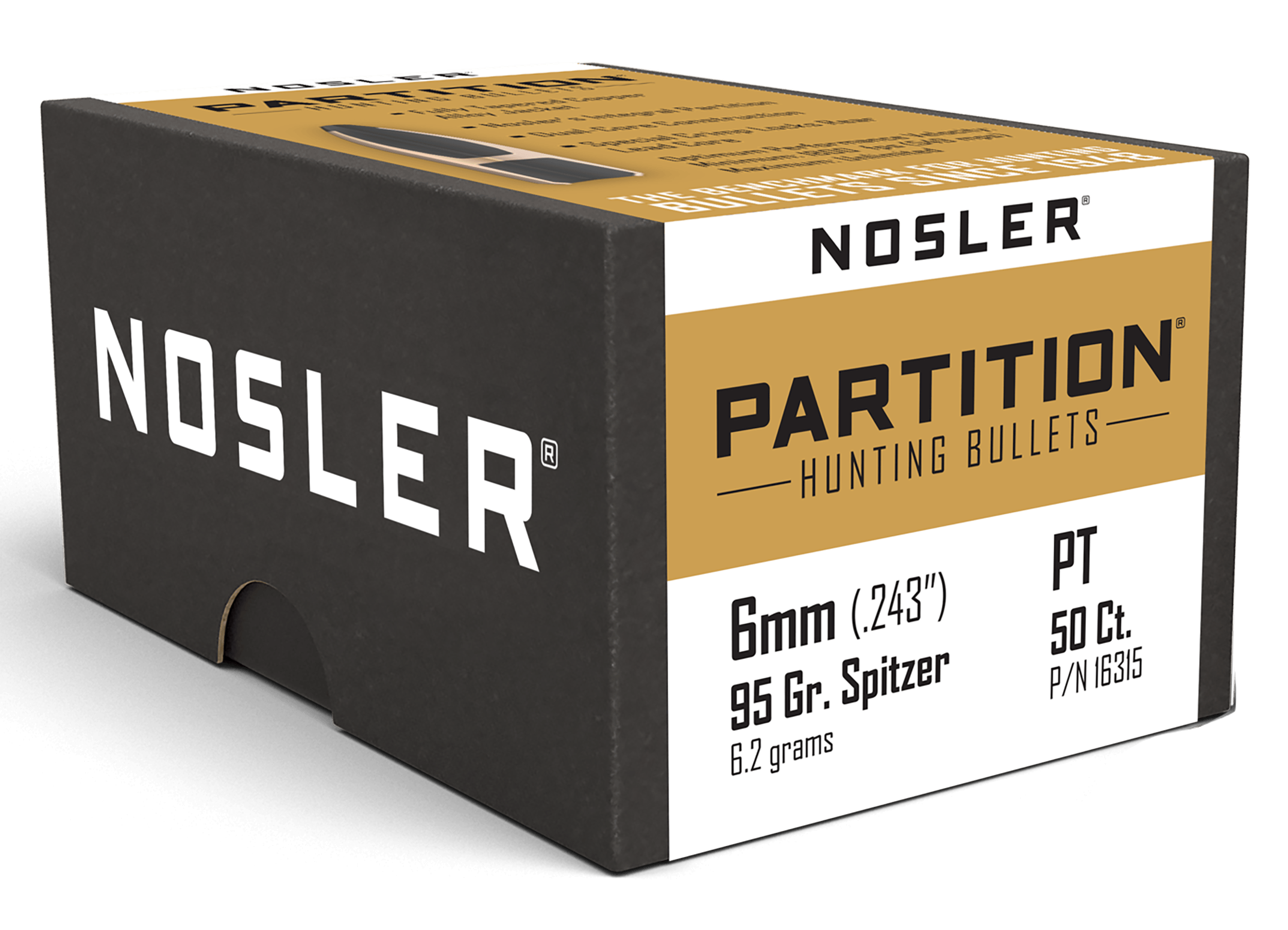 Nosler 16315 Partition 6mm .243 95 gr Partition/ 50rd Box