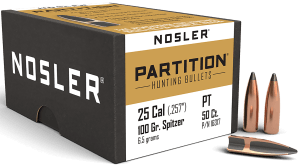 Nosler 16317 Partition 25 Cal .257 100 gr Spitzer/ 50rd Box