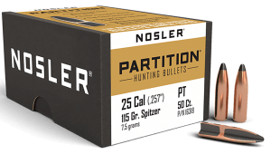 Nosler 16318 Partition 25 Cal .257 115 gr Spitzer/ 50rd Box
