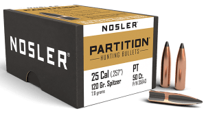 Nosler 35643 Partition  25 Cal .257 120 gr Spitzer/ 50rd Box