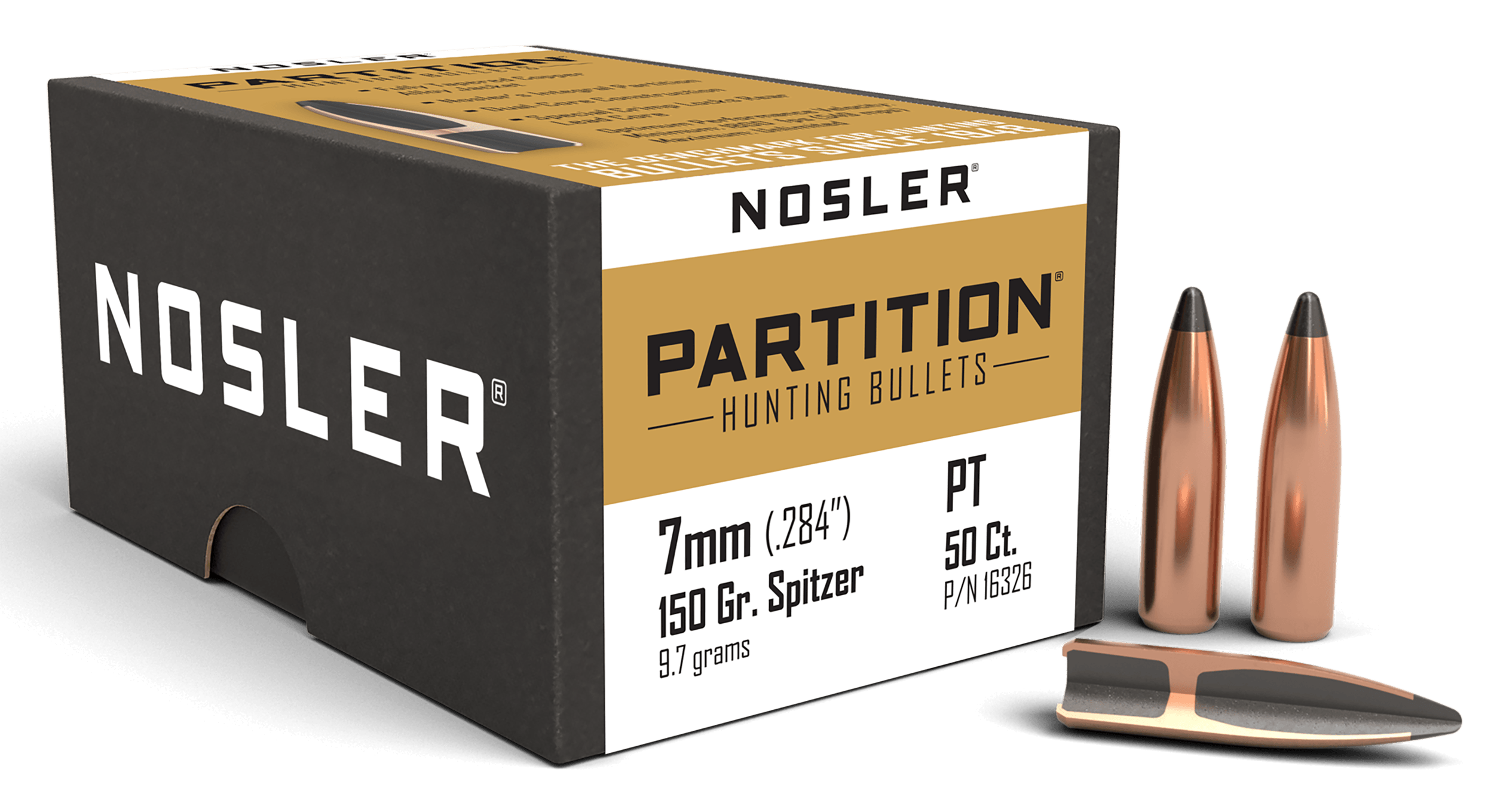 Nosler 16326 Partition 7mm .284 150 gr Spitzer/ 50rd Box