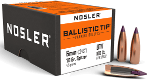Nosler 39532 Ballistic Tip 6mm .243 70 gr Spitzer Point/ 100rd Box