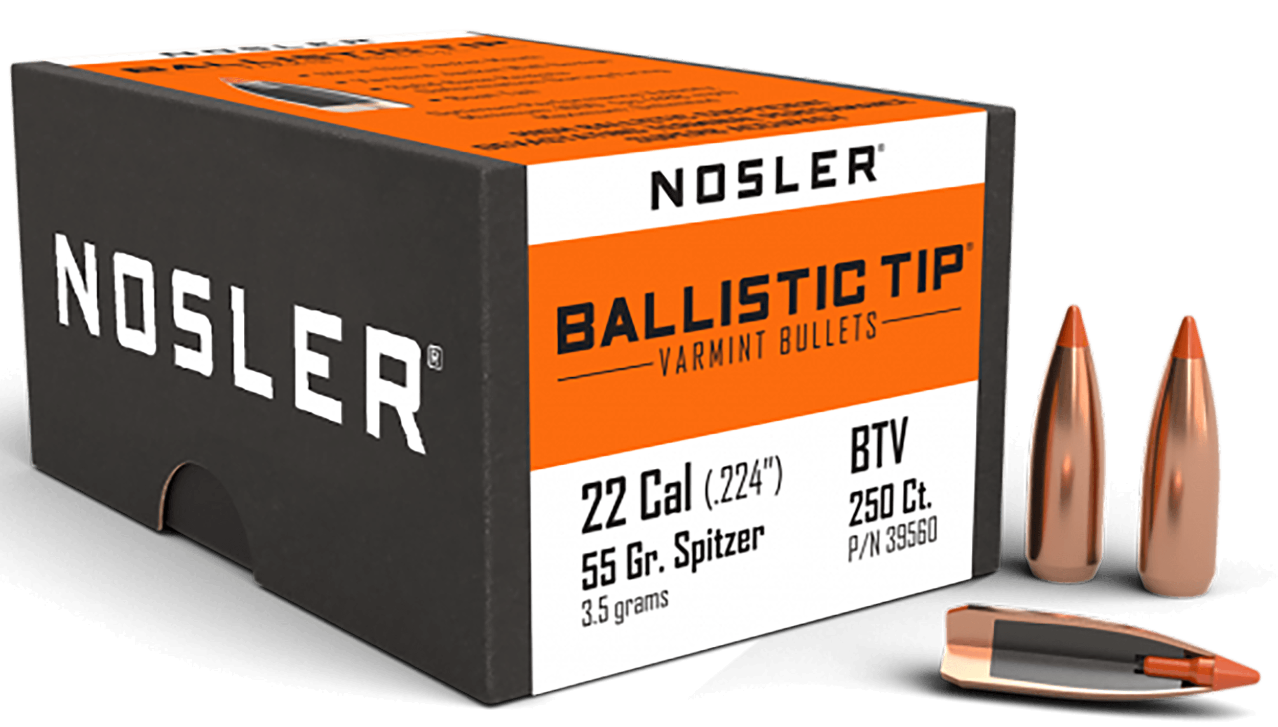 Nosler 39560 Ballistic Tip 22 Cal .224 55 gr Spitzer Point/ 250rd Box