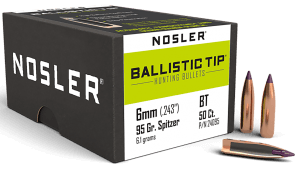 Nosler 24095 Ballistic Tip  6mm .243 95 GR Spitzer/ 50rd Box