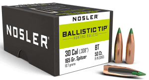 Nosler 30165 Ballistic Tip  30 Cal .308 165 gr Spitzer/ 50rd Box