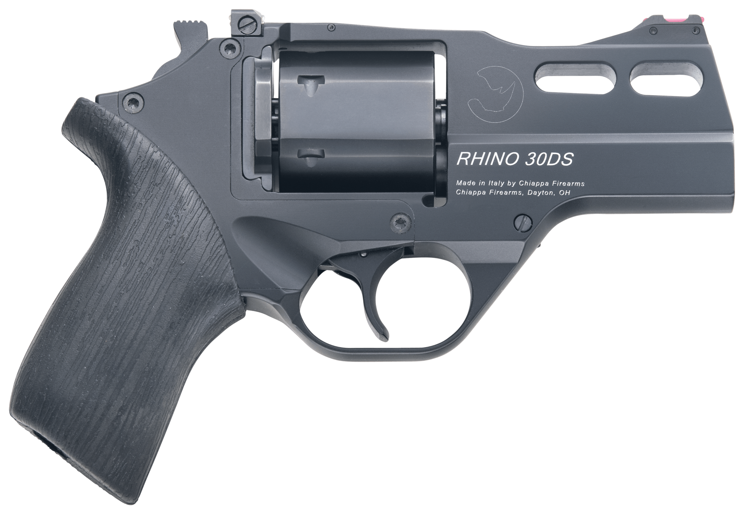 Chiappa Firearms CF340289 Rhino 30SAR *CA Compliant Small Frame 357 Mag 6 Shot 3" Black Anodized Steel Vent Rib Barrel Blued Cylinder Black Anodized Aluminum Frame Black Rubber Grip Concealed Hammer