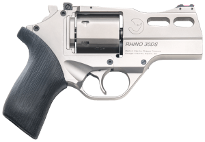 Chiappa Firearms CF340290 Rhino 30SAR *CA Compliant Small Frame 357 Mag 6 Shot  3" Nickel-Plated Steel Vent Rib Barrel & Cylinder  Nickel-Plated Aluminum Frame  Black Rubber Grip  Concealed Hammer