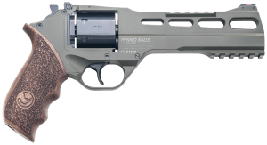 Chiappa Firearms CF340.282 Rhino 60SAR *CA Compliant Large Frame 357 Mag 6 Shot  6" Green Cerakote Steel Vent Rib Barrel  Blued Cylinder  Green Cerakote Aluminum Frame w/Picatinny Rail  Walnut Grip  Concealed Hammer