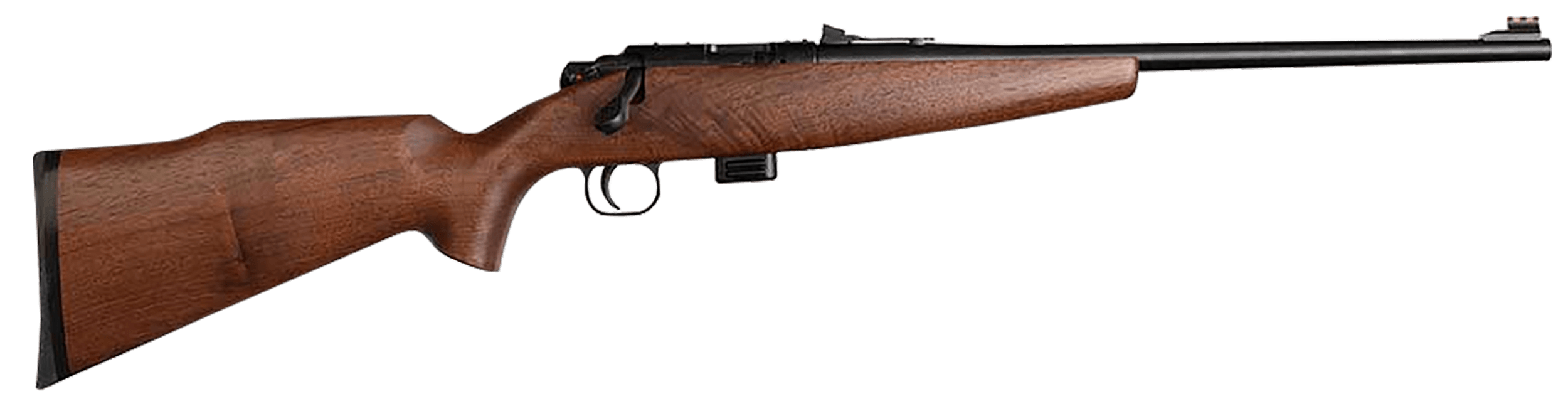 Crickett KSA20411 Model 722 Sporter Compact Youth 22 LR 7+1 16.25" Blued Barrel & Receiver Fixed Front/Adjustable Rear Sights Walnut Stock w/13.5" LOP Rebounding Firing Pin Safety
