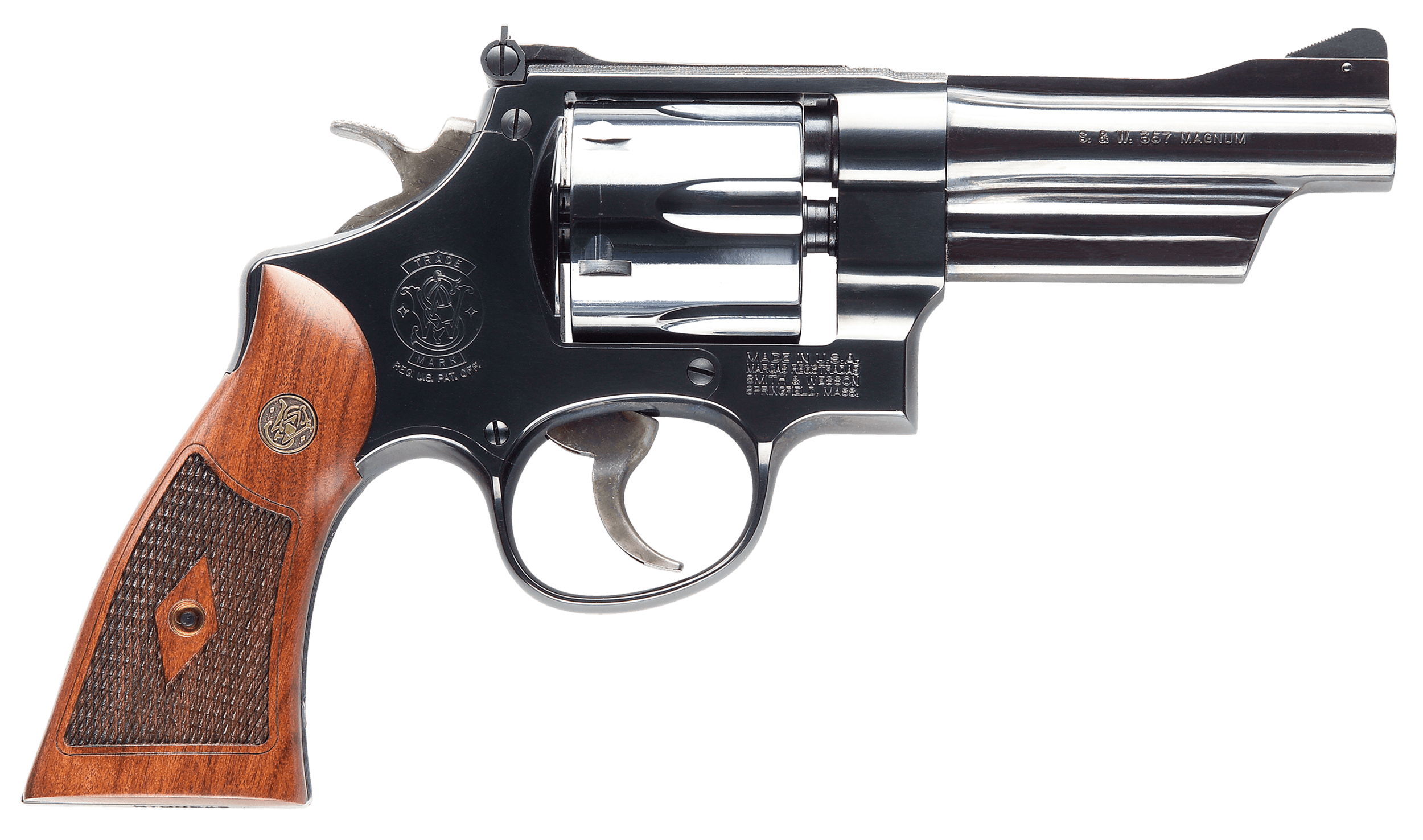 Smith & Wesson 150339 Model 27 Classic 357 Mag Or 38 S&W Spl +P Blued Carbon Steel 4" Barrel 6rd Cylinder & N-Frame Checkered Square Butt Walnut Grip