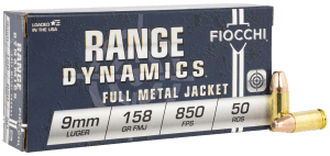 Fiocchi 9APE Range Dynamics  9mmLuger 158gr Full Metal Jacket 50rd Box