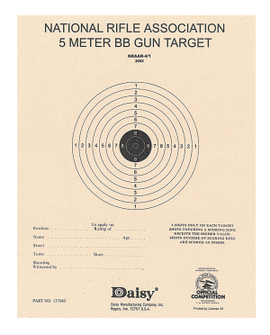 Daisy 990408810 NRA 5-Meter Target Air Rifle Bullseye Hanging Paper 5 Meters Air Rifle Black/White 50 Per Pkg