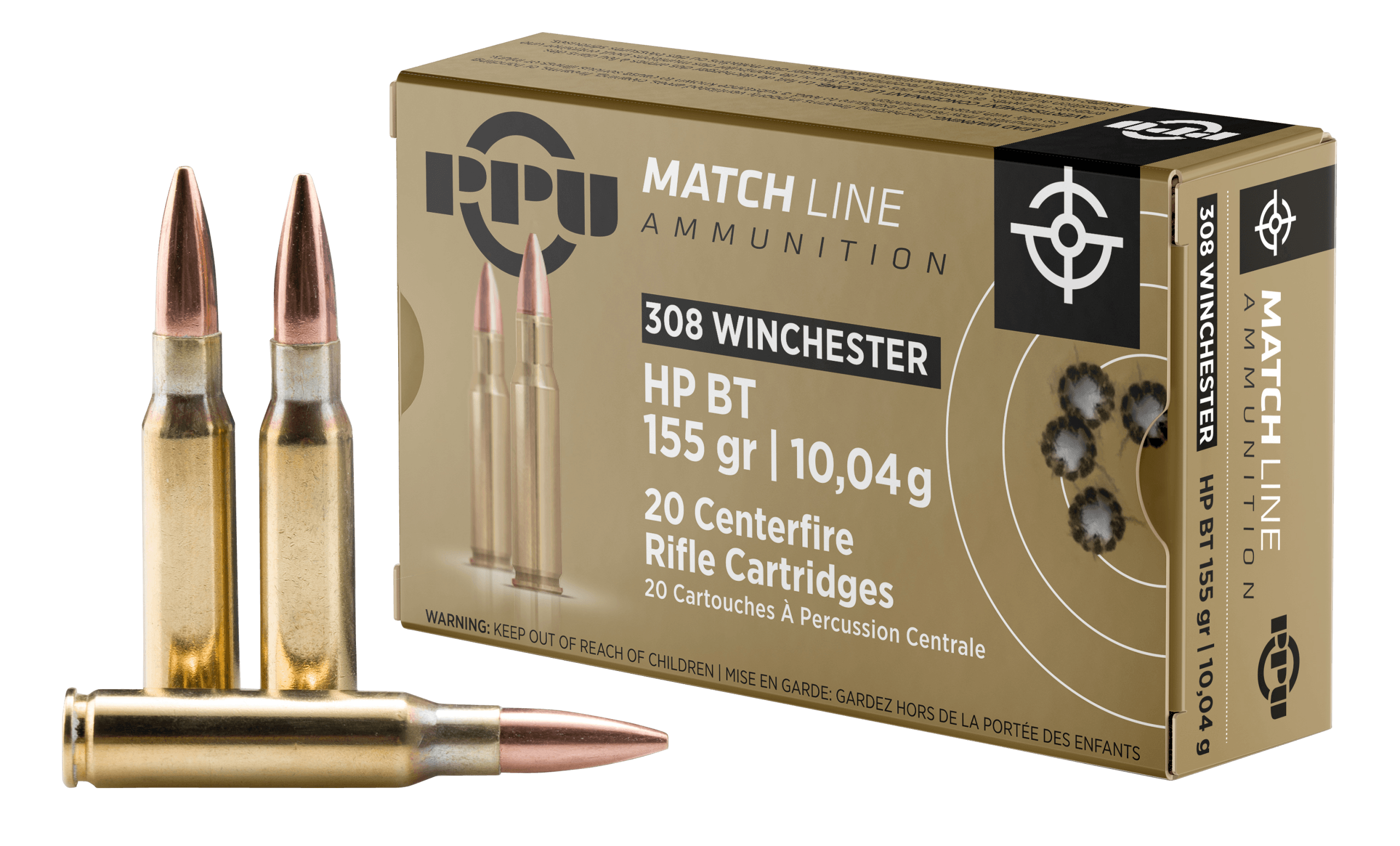 PPU PPM3081 Match 308 Win 155 gr Hollow Point Boat Tail 20rd Box