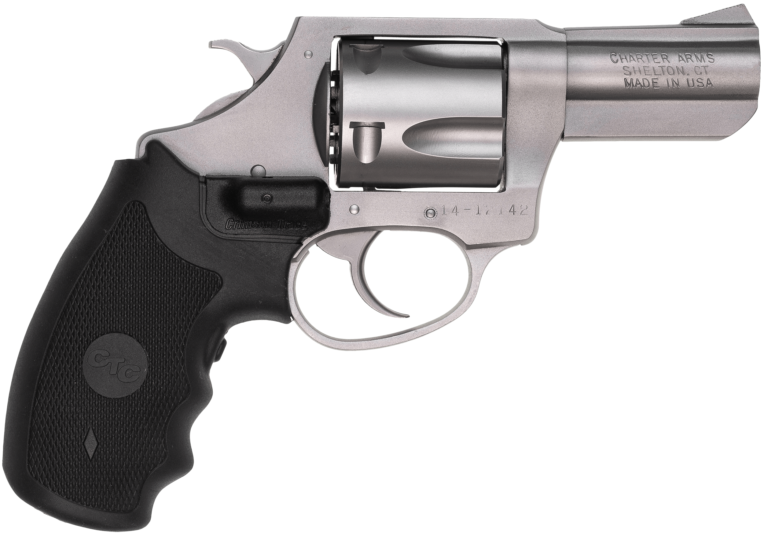 Charter Arms 74424 Bulldog Large 44 Special 5 Shot 2.50" Matte Stainless Steel Barrel Cylinder & Frame w/ Black Crimson Trace Laser Grip