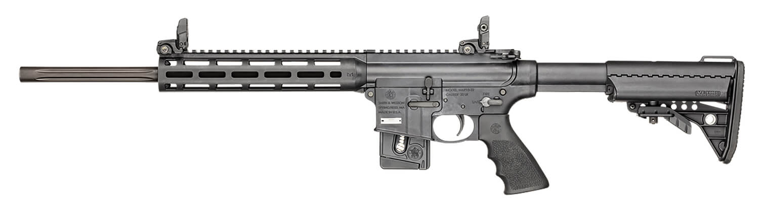 Smith & Wesson 11507 M&P15 Performance Center Sport *MA MD NJ Compliant 22 LR 10+1 18" Barrel Vltor Fixed Stock Magpul MBUS Folding Sights 10" M&P Slim Handguard With Magpul M-LOK Functioning Charging Handle Hogue Grip Manual Safety On Lower - Image 2