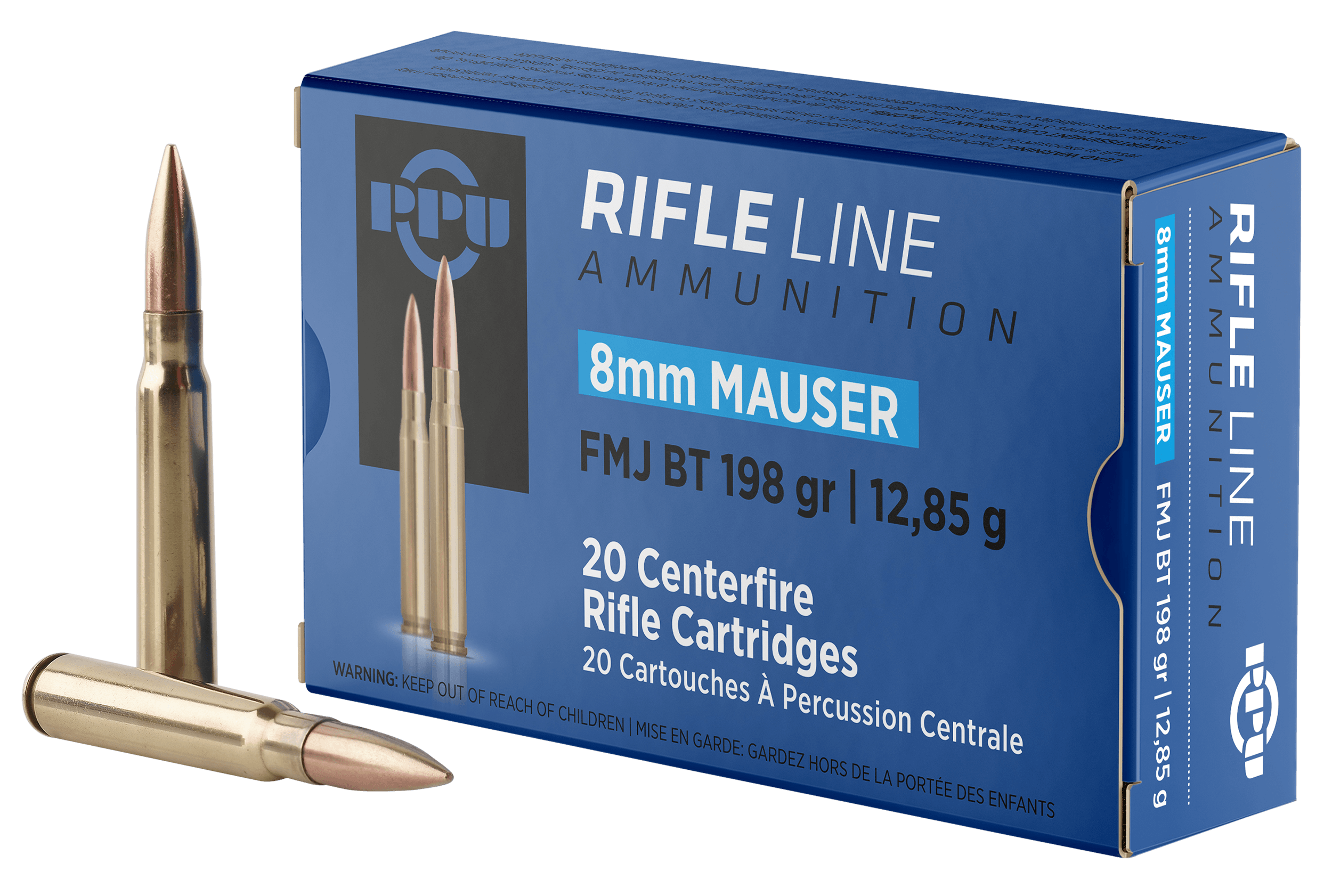 PPU PP8F Metric Rifle 8mm Mauser 198 gr Full Metal Jacket Boat Tail 20rd Box