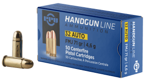 PPU PPH32AF Handgun  32 ACP 71 gr Full Metal Jacket 50rd Box