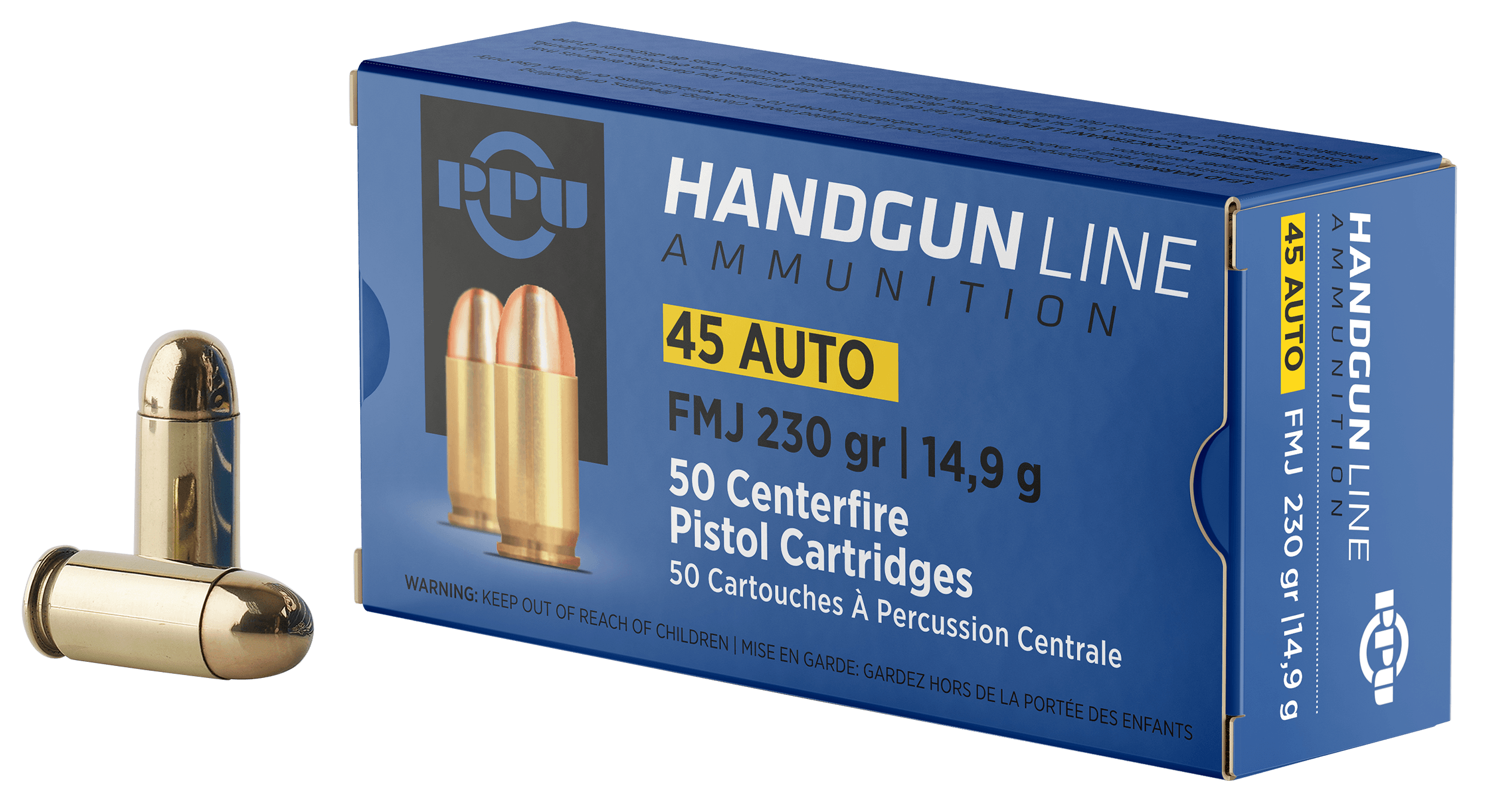 PPU PPH45F Handgun 45 ACP 230 gr Full Metal Jacket 50rd Box