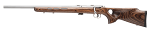Savage Arms 25795 Mark II BTV 22 LR Caliber with 5+1 Capacity 21" Barrel Satin Stainless Metal Finish & Fixed Thumbhole Natural Brown Stock Left Hand (Full Size)