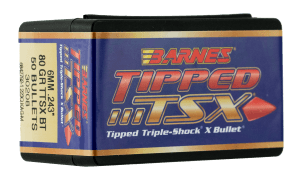 Barnes Bullets 30208 Tipped TSX 6mm 80gr Boat Tail 50/Box
