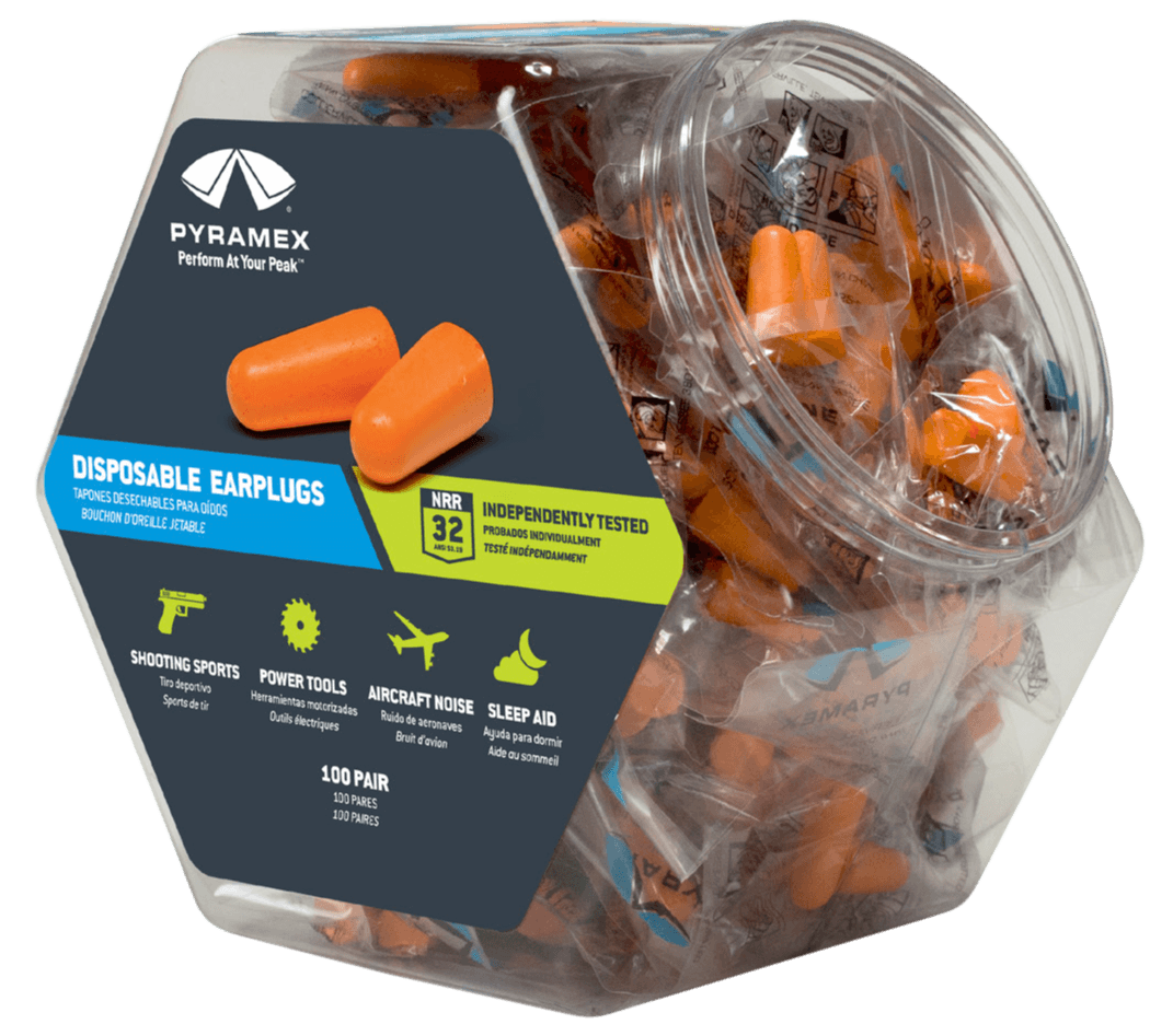 Pyramex PYDP1000BN Disposable Earplugs Foam 32 dB In The Ear Orange Adult 100 Pair