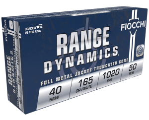 Fiocchi 40SWF Range Dynamics 40S&W 165gr Full Metal Jacket Truncated Cone 50rd Box