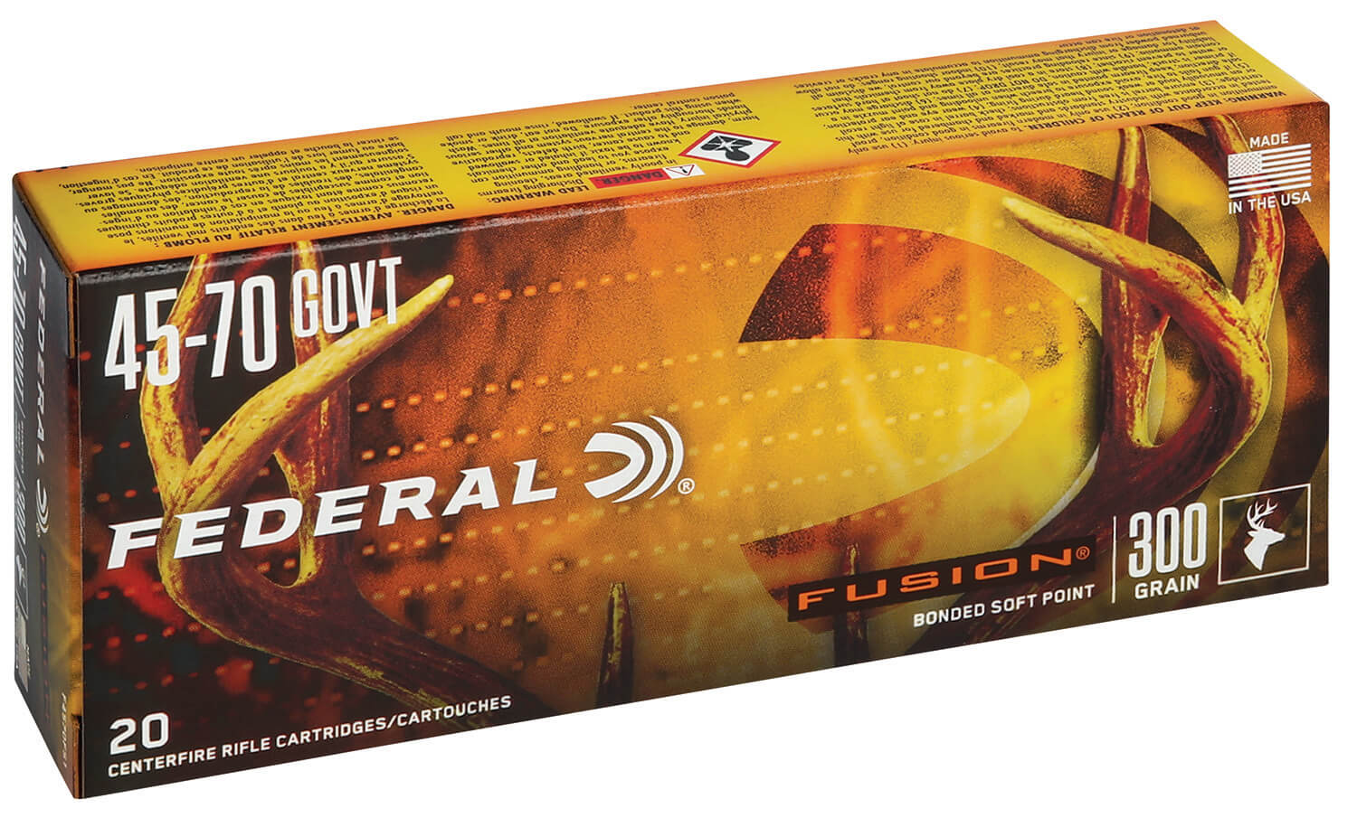 Federal F4570FS1 Fusion 45-70Gov 300gr Bonded Soft Point 20rd Box - Image 3