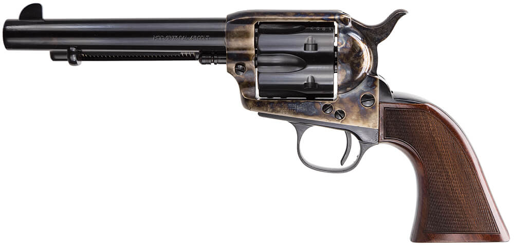 Taylors & Company 550813DE Smoke Wagon Deluxe 45 Colt (LC) Caliber with 5.50" Blued Finish Barrel 6rd Capacity Blued Finish Cylinder Color Case Hardened Finish Steel Frame Checkered Walnut Grip & Overall Taylor Polish - Image 2