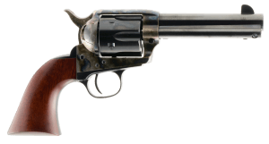 Taylors & Company 550887 1873 Cattleman SAO 45 Colt (LC) Caliber with 4.75" Blued Finish Barrel 6rd Capacity Black Finish Cylinder Color Case Hardened Finish Steel Frame & Walnut Grip