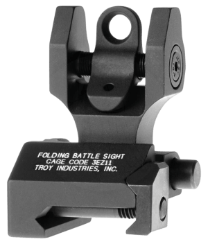 Troy Ind SSIGFBSROBT00 Rear Folding BattleSight Round Black Hardcoat Anodized for AR-15