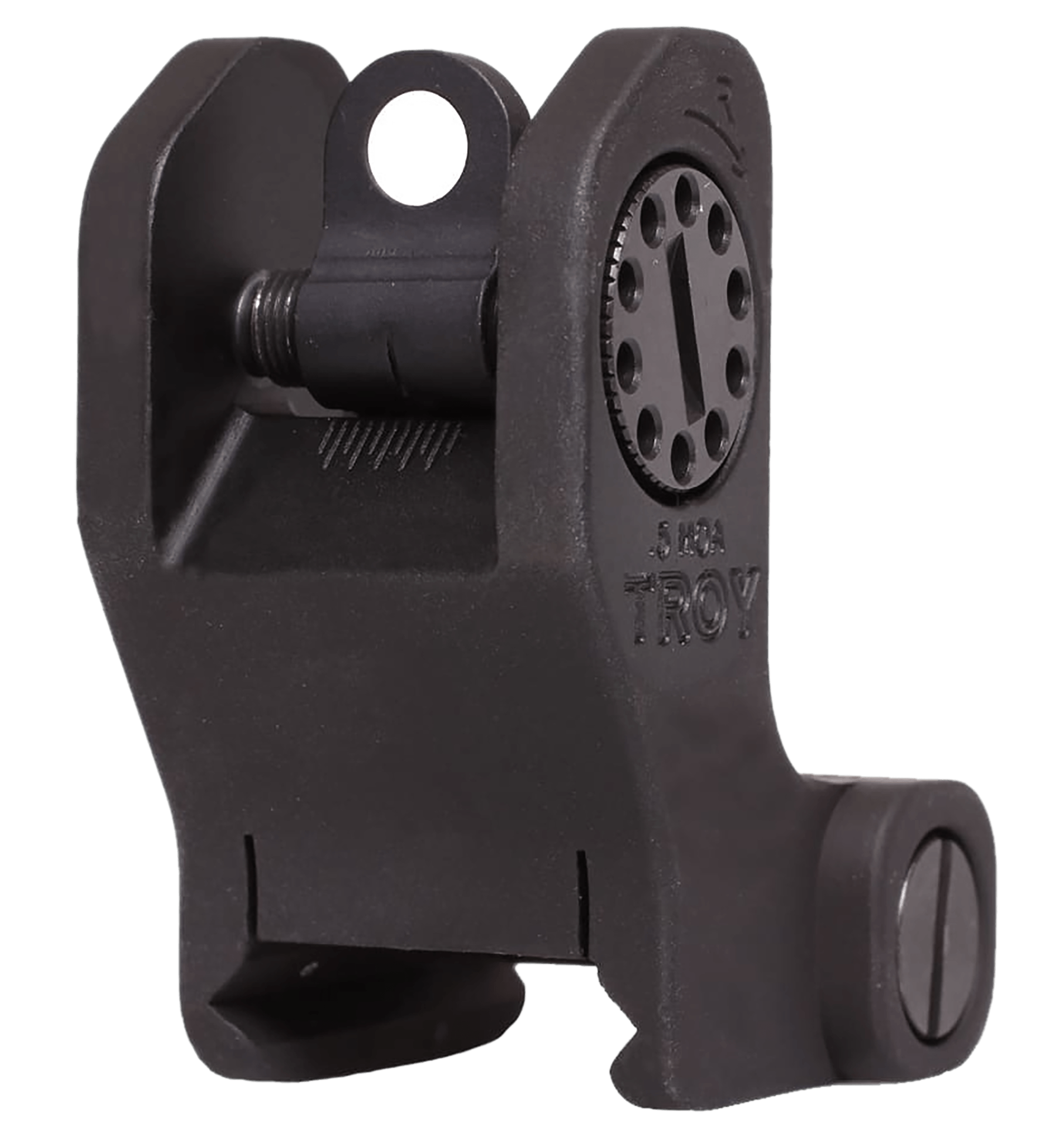 Troy Ind SSIGFRSROBT00 Rear Fixed BattleSight Round Black Hardcoat Anodized for AR-15/AR-10