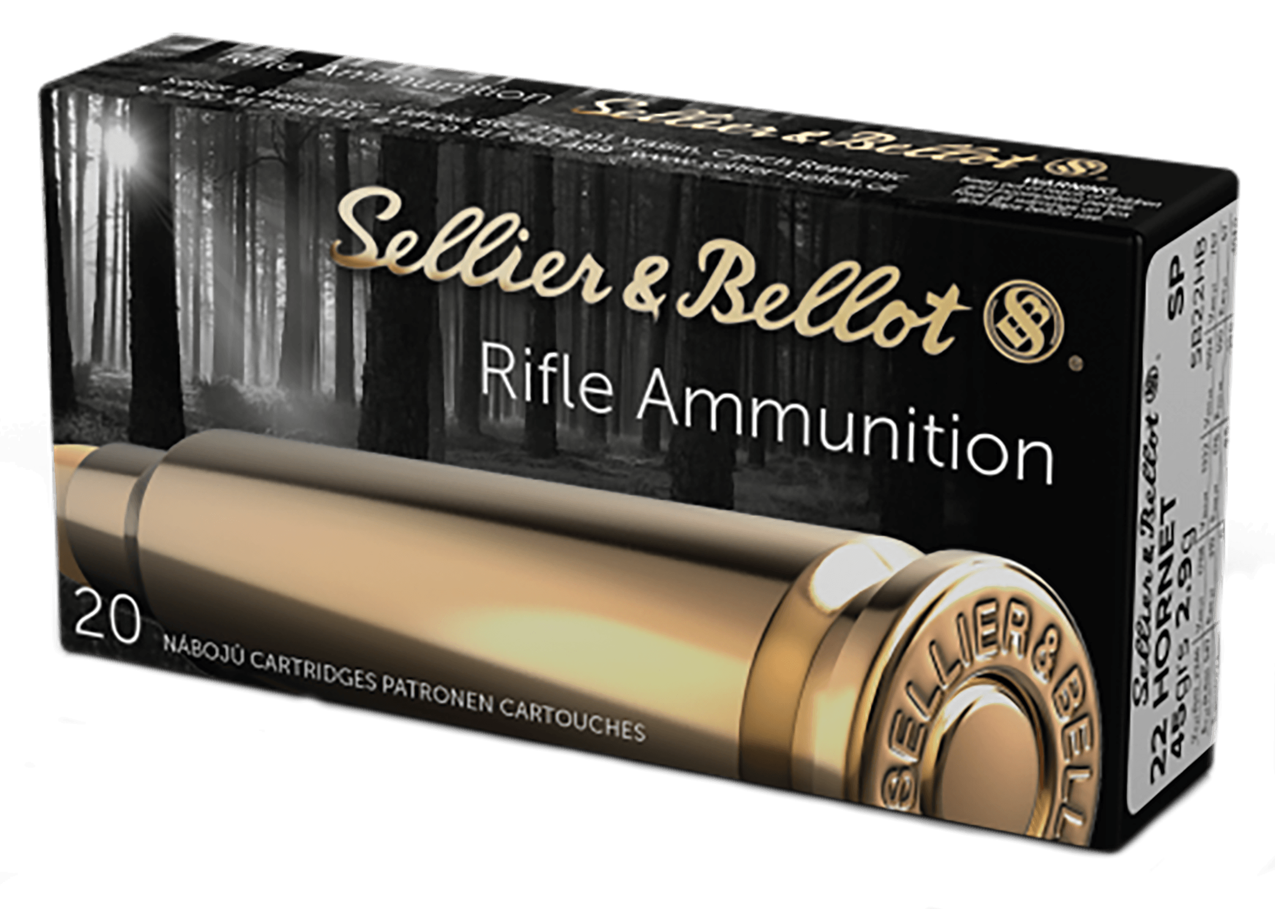 Sellier & Bellot SB22HB Rifle 22 Hornet 45 gr Soft Point 20rd Box/ 90 Case